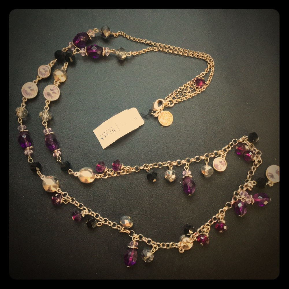 NWT WHBM Purple, Black & Gold Necklace